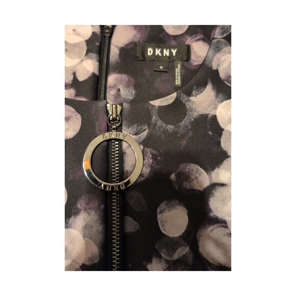 DKNY Purple & Black Purple Confetti Dots Fit and Flare Dress Sleeveless - Picture 3 of 5